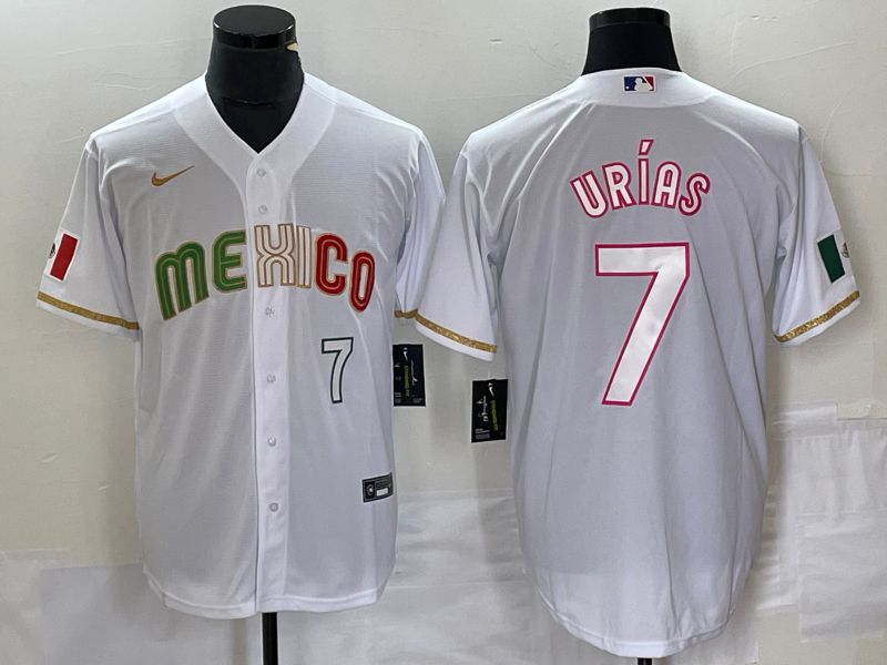 Men 2023 World Cub Mexico 7 Urias White Nike MLB Jersey style 7